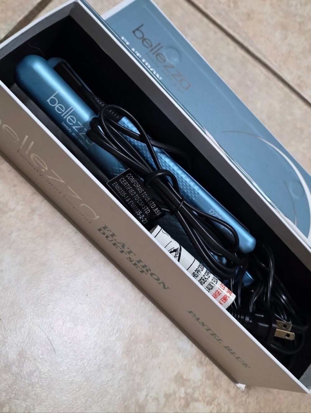 Bellezza Flat Iron Duet Pastel Blue Solid Ceramic Plates Ionic Technology 1" .5"